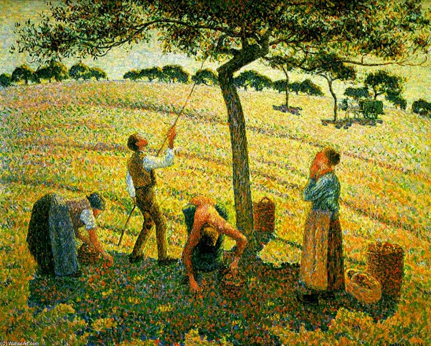 Apple Picking at Eragny-Sur-Epte, 1888 by Camille Pissarro