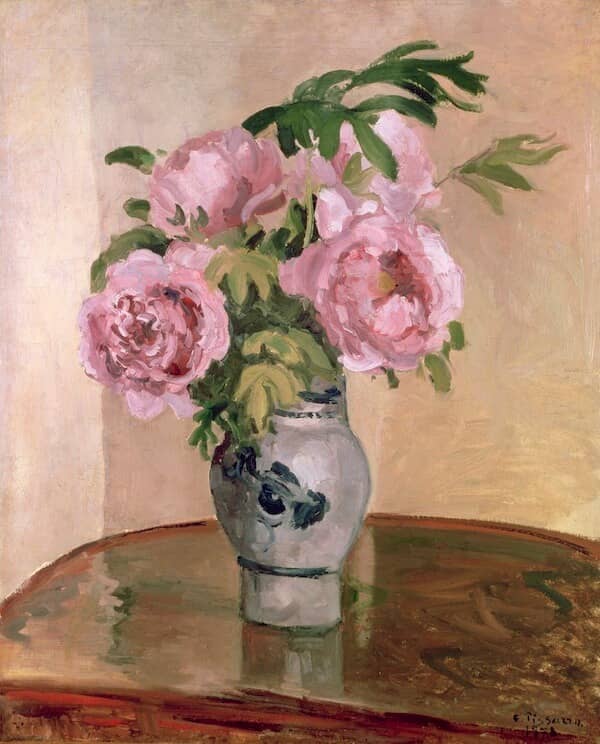 Pink Peonies, 1873 by Camille Pissarro