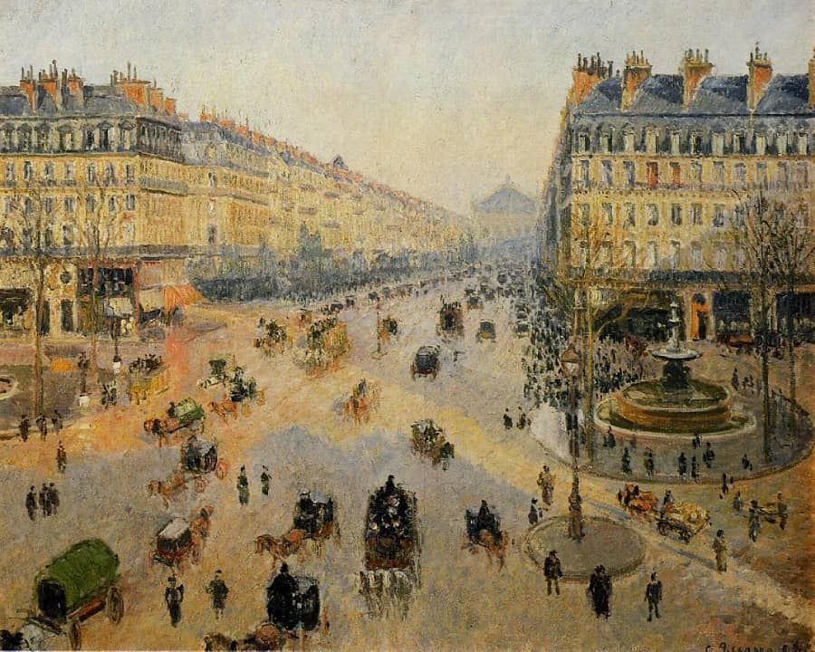 The Avenue de l'Opera, Sunlight, Winter Morning, 1898 by Camille Pissarro