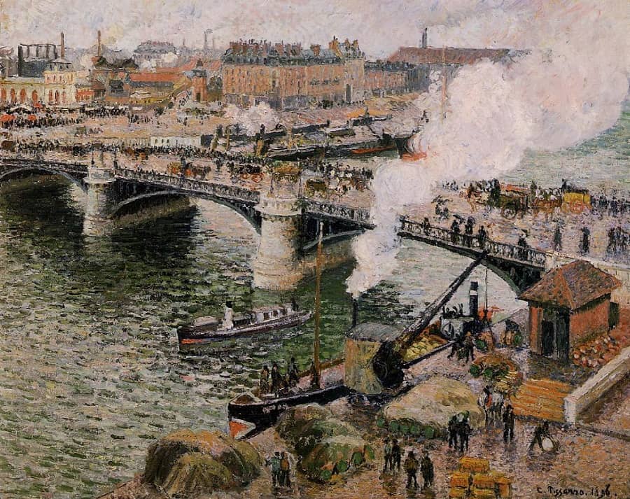 The Great Bridge in Rouen, Rainy Weather, 1896 by Camille Pissarro