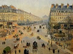 The Avenue de l'Opera, Sunlight, Winter Morning by Camille Pissarro