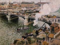The Great Bridge in Rouen, Rainy Weather by Camille Pissarro
